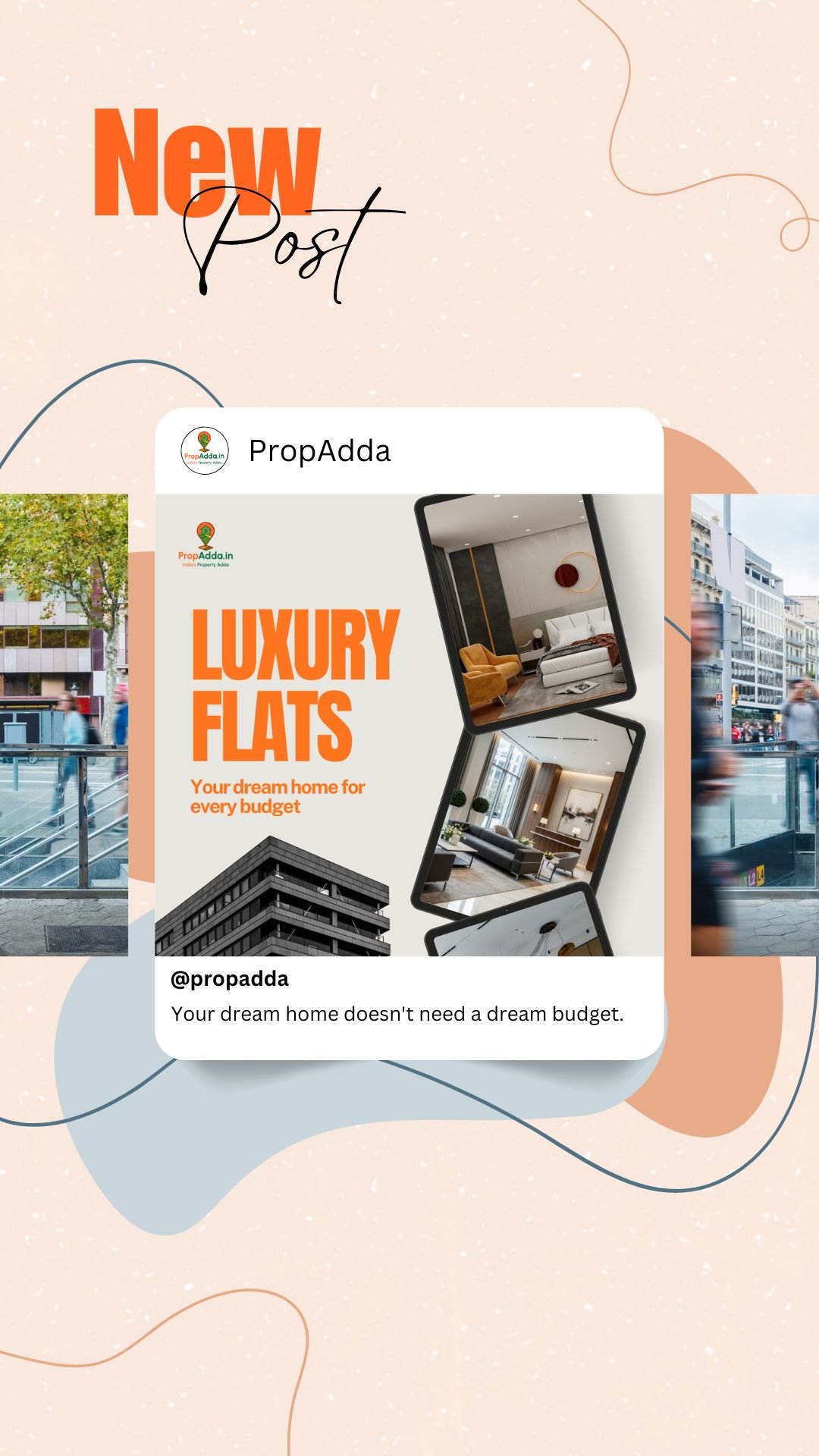 Blue and Beige Modern New Post Instagram Story